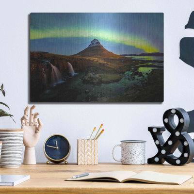 " Northern Light Aurora Borealis Over Kirkjufell 1 " by Luxe Metal Portfolio
