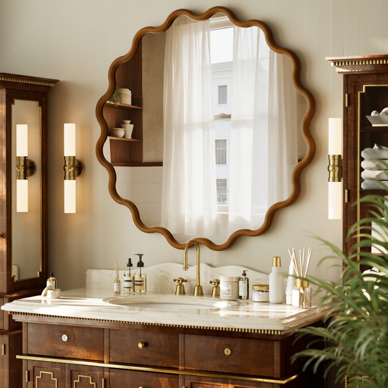 Miroir mural 30 po x 30 po, Noyer
