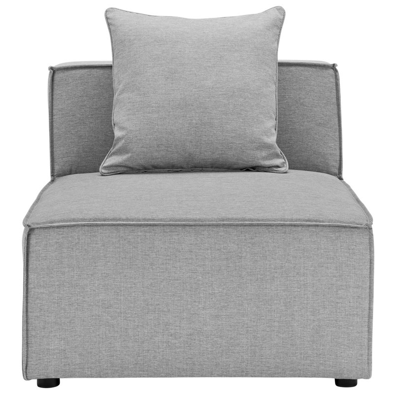 Saybrook Outdoor Patio Upholstered Sectional Sofa Armless Chair, Gray