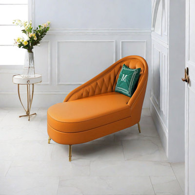 Chaise longue inclinable rembourrée en cuir massif et structure en bois massif