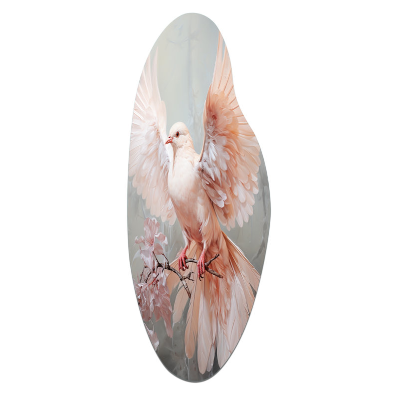 Décoration murale en forme de colombe rose et ailée, H 30 po x l 11 po