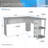 Desk,Modern L-Shaped Desk With Side Shelves, Grey