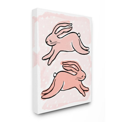 «Pink Ink Watercolor Bunnies» par Daphne Polselli, reproduction d'art
