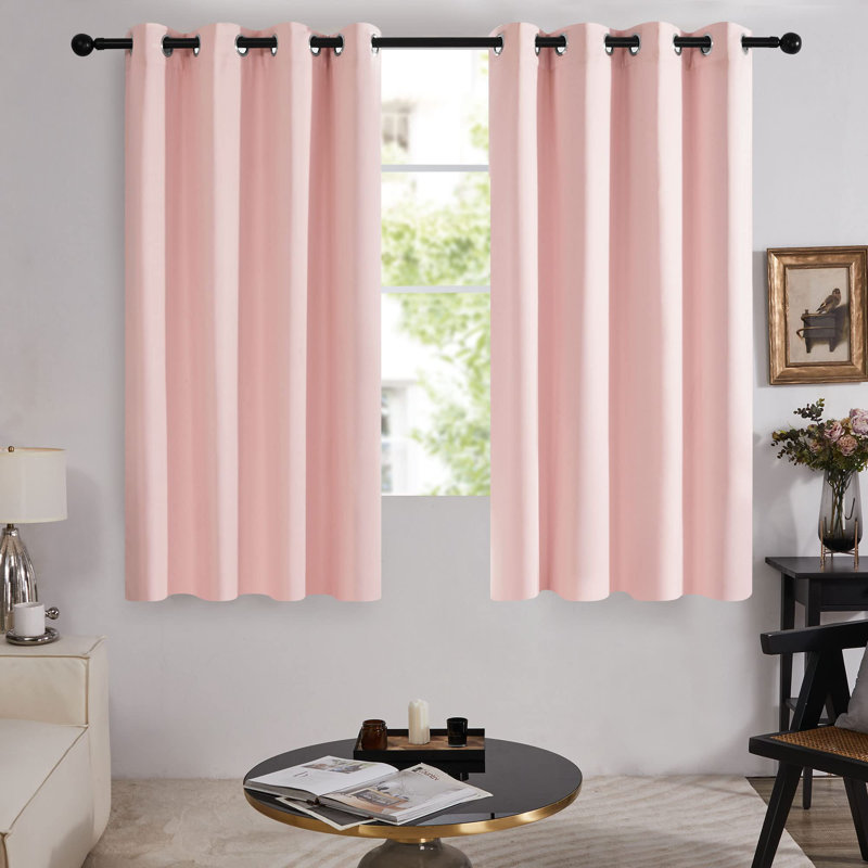 100 Percent Blackout with Liner Grommet Curtain Panel (Set of 4), 52" W x 45" L, Crystal Pink