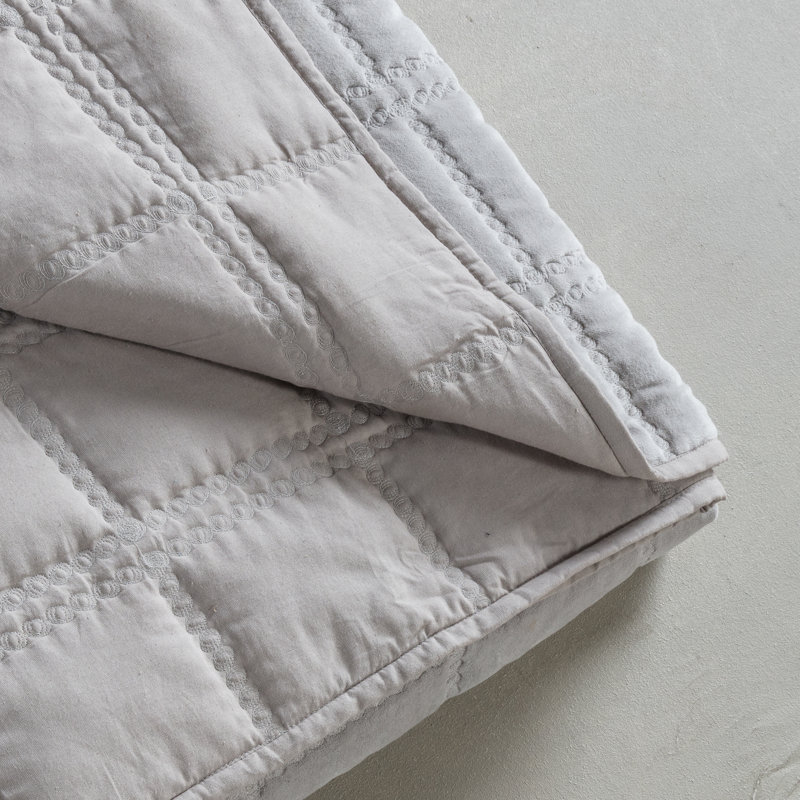 Nederland Cotton Solid Colour Bedspread, Grey