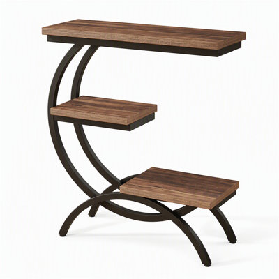 C-Shaped End Table, Industrial 3-Tier Side Table