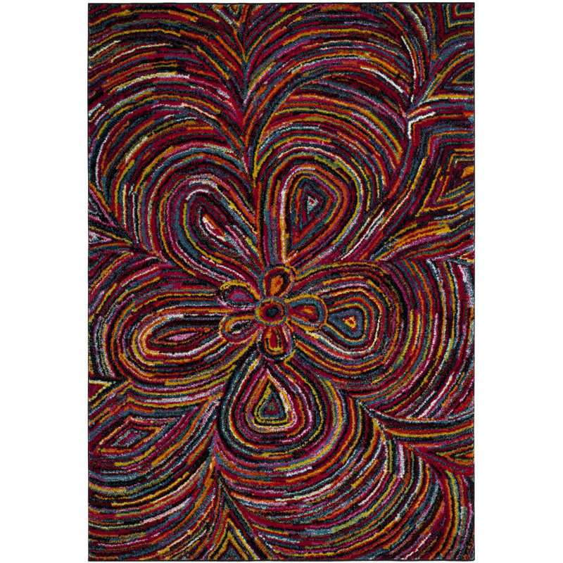 Miley Performance Abstract Rug, Rectangle 4' x 6'