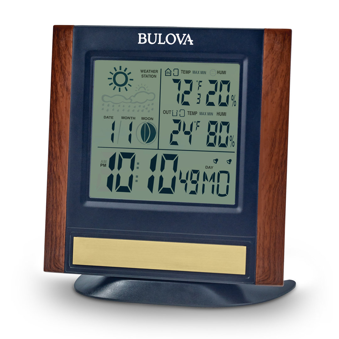 Modern & Contemporary Digital Quartz Movement / Crystal Tabletop Clock in Red/Gray Bulova