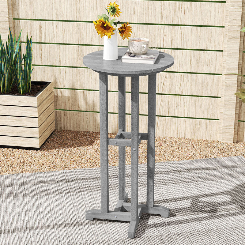 Table de bar ronde 21,5 "avec plateau à lattes, Gris