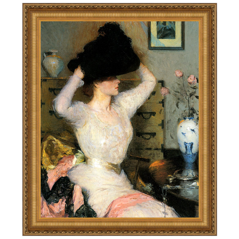 Gold Framed Impressionist Landscape Canvas Painting, 17.25" x 15.25"