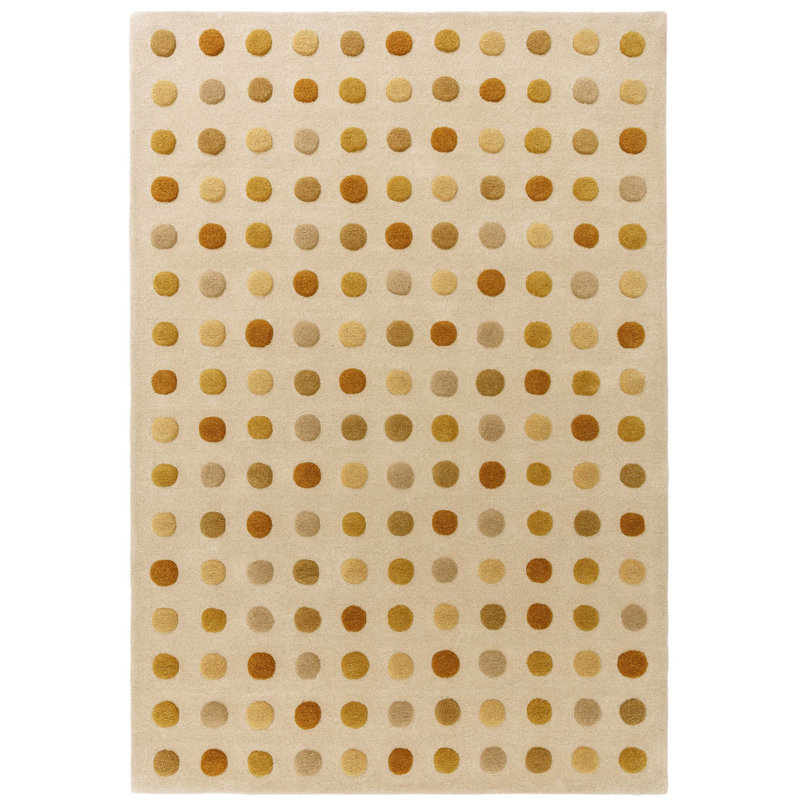 Nayiri Hand Woven Polka Dot Beige/Gold Area Rug, Rectangle 200 x 300cm