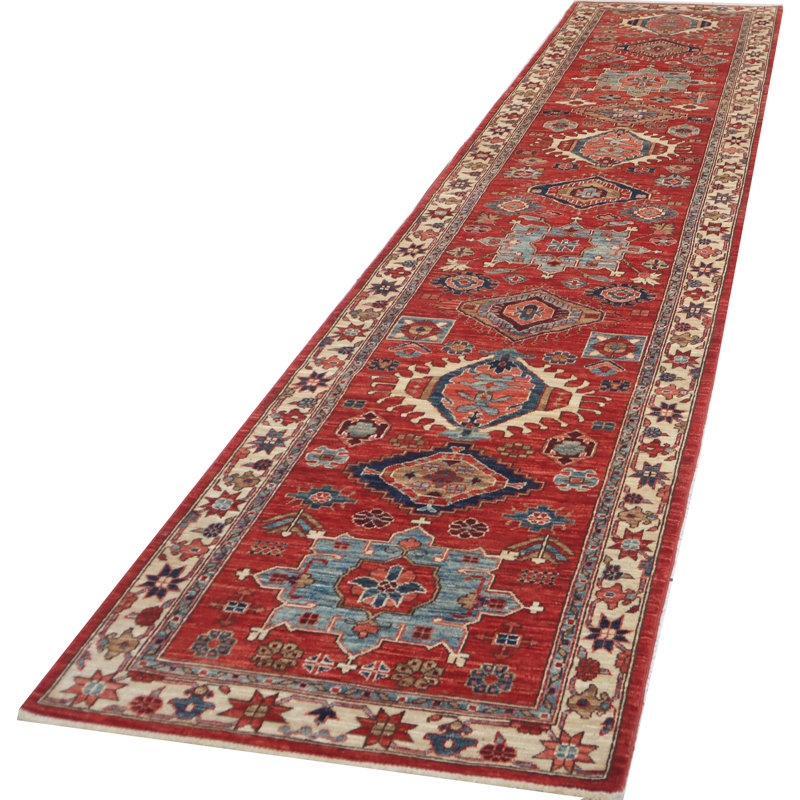 Hand Knotted Wool Area Rug in Multi