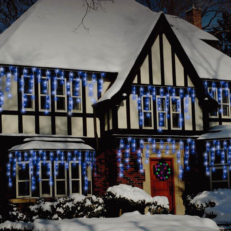 LED Twinkle Indoor / Outdoor Icicle Lights, Blue/White
