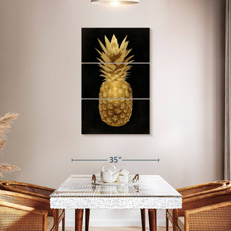 Yarlin Gold Pineapple On Black II, 45" H x 28" W