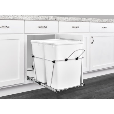 Rev-A-Shelf Double Pull Out Trash Can 35 Qt for Kitchen