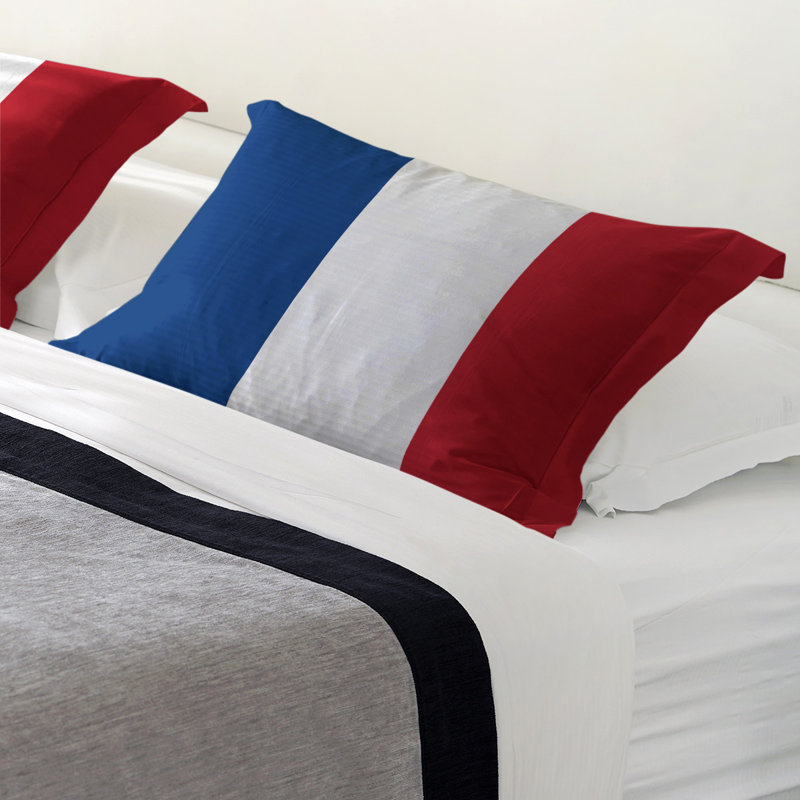 Striped Sham Set, King, Blue/White/Red, Brushed Polyester