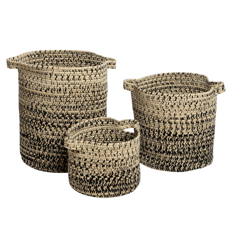 Panier en plastique Monet, H 14 po x l 14 po x P 15 po, Sable / Noir