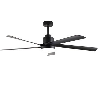 LuxeBlan 65 In. Indoor/Outdoor Black Ceiling Fan With LED Light Bulbs And Remote Control