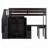 Loft Bed with Stairs, Bookshelf, Drawers, Desk & Wardrobe-839479140-839479143