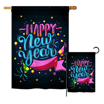Double Sided Polyester New Year's Flag Set