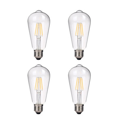4 ampoules à DEL (intensité équivalente à 40 watts) ST64, intensité variable, culot blanc chaud (2700K) E26 / Meduim (standard)