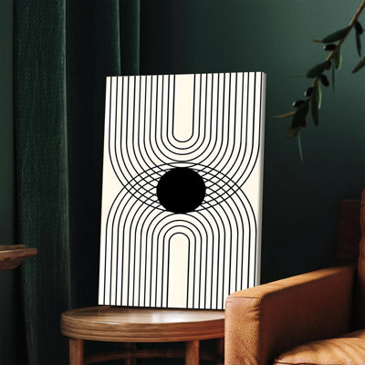 1PC, art mural encadré, impression sur toile géométrique abstraite moderne en noir et blanc, motif de lignes minimalistes pour le salon, la chambre à coucher, le bureau, la décoration intérieure, œuvre d'art contemporaine prête à être accrochée