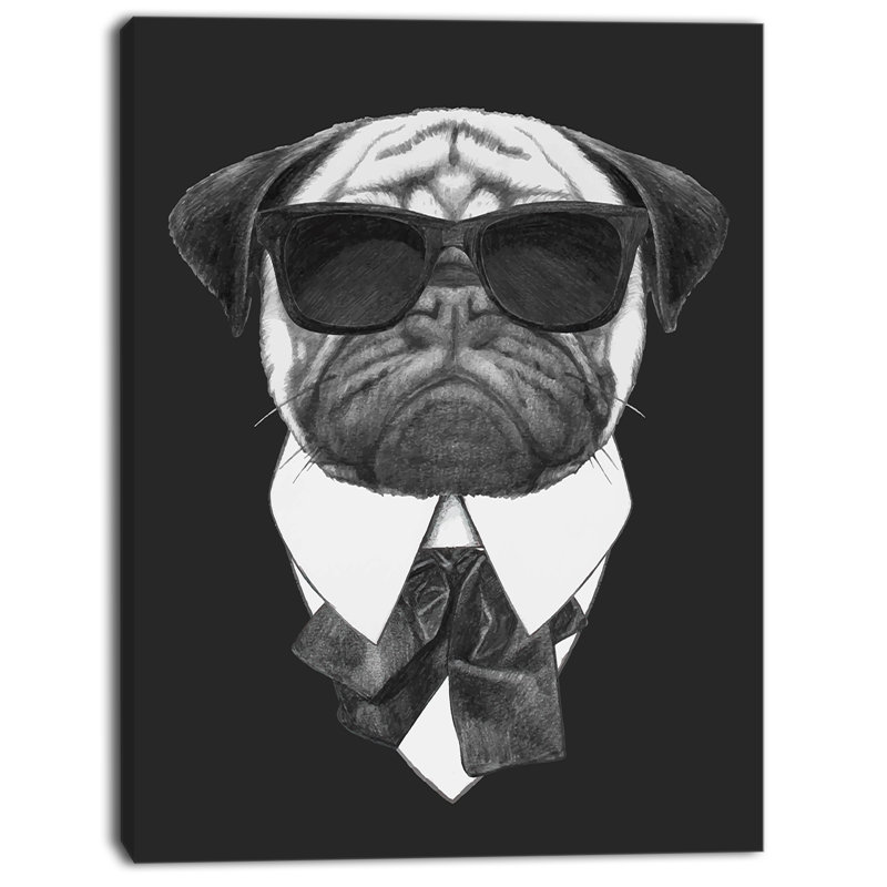 «Funny Dog with Black Glasses», impression sur toile tendue, H 40 po x l 30 po x P 1 po