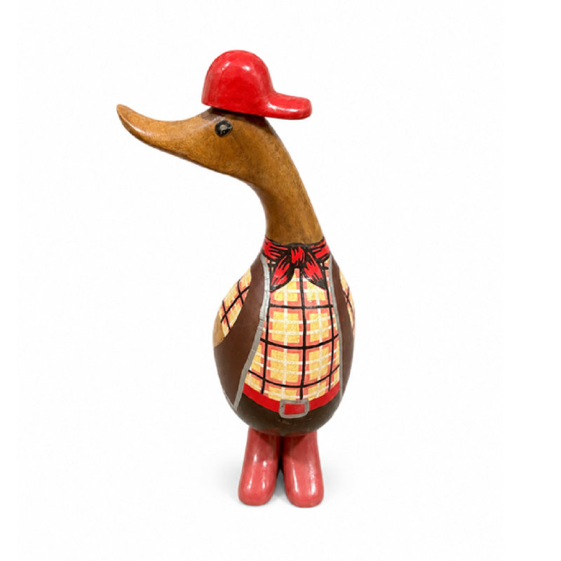 Handmade Duck Bamboo Root And Teak Wood Figurine