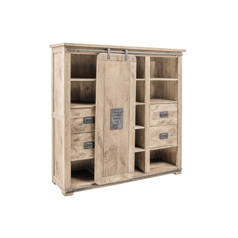 Railway 142cm Solid Wood Sideboard, Whitewash Lacquered