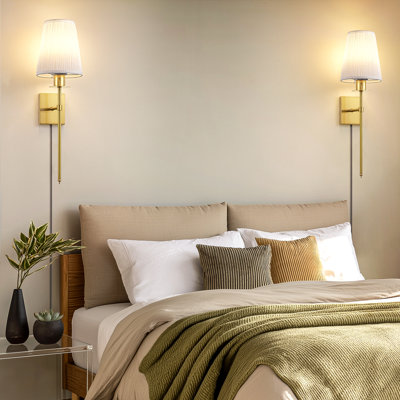 Dimmable Hardwired Wall Sconces Iron Wallchiere with Remote Control 