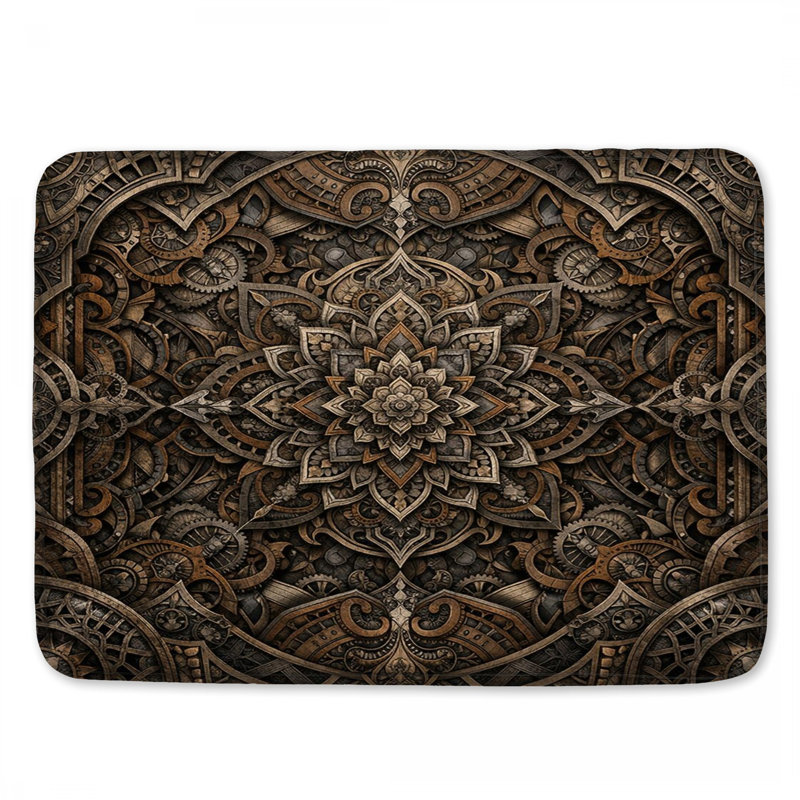 Tapis de bain Intricate Steampunk Mandala, 34in W x 21in L