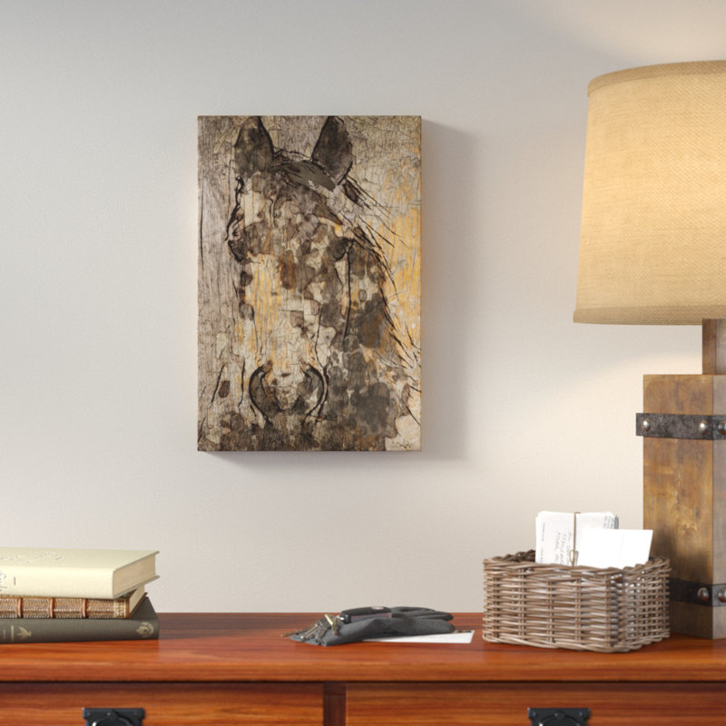 «Black Diamond Horse», reproduction sur toile, H 24 po x l 16 po x P 2 po, Cadre flottant en noyer