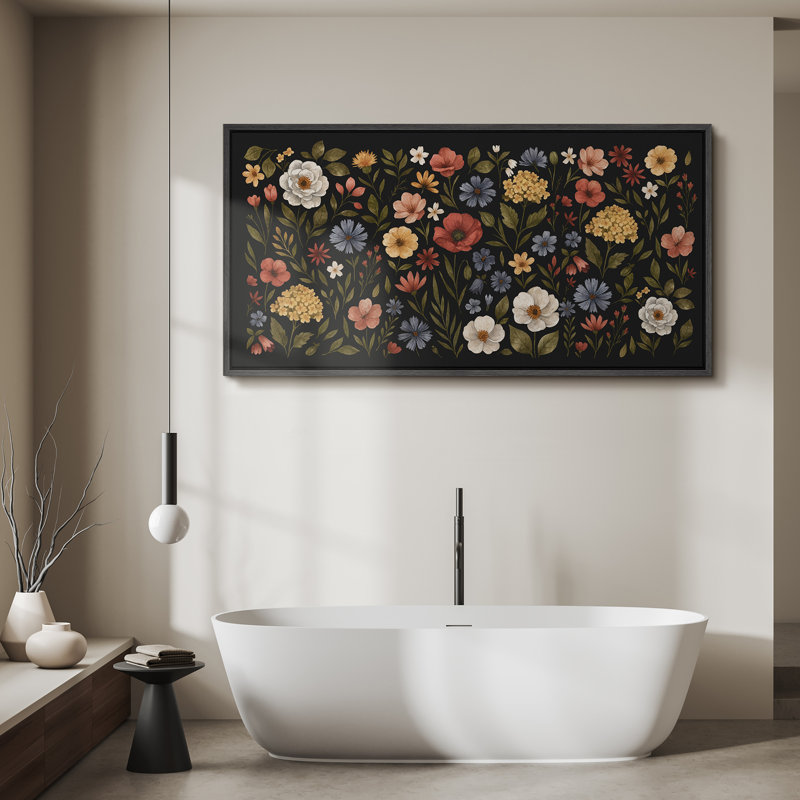 Grande impression sur toile encadrée, reproduction florale abstraite pour décoration intérieure moderne, H 30 po x l 60 po