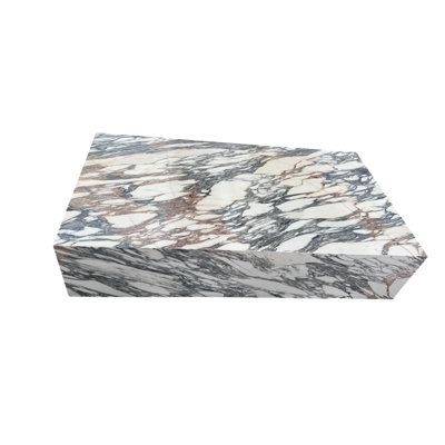 Table basse en marbre véritable - marbre Arabescato, très grand 54 po
