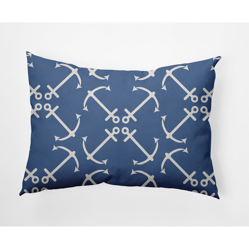 Housse et insert de coussin rectangulaire intérieur / extérieur en polyester Nautical Nights, Bleu cadet