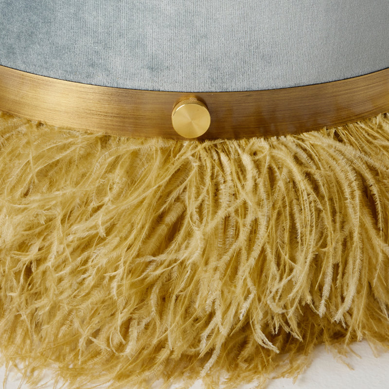 Ostrich Fluff Pouf, Silver/Gold