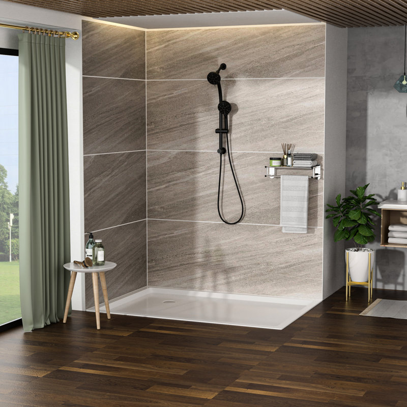 Pomme de douche murale double, noir mat, système d'unité à 8 mains et boyaux avec pomme de douche à main de 4,7 po, tige réglable