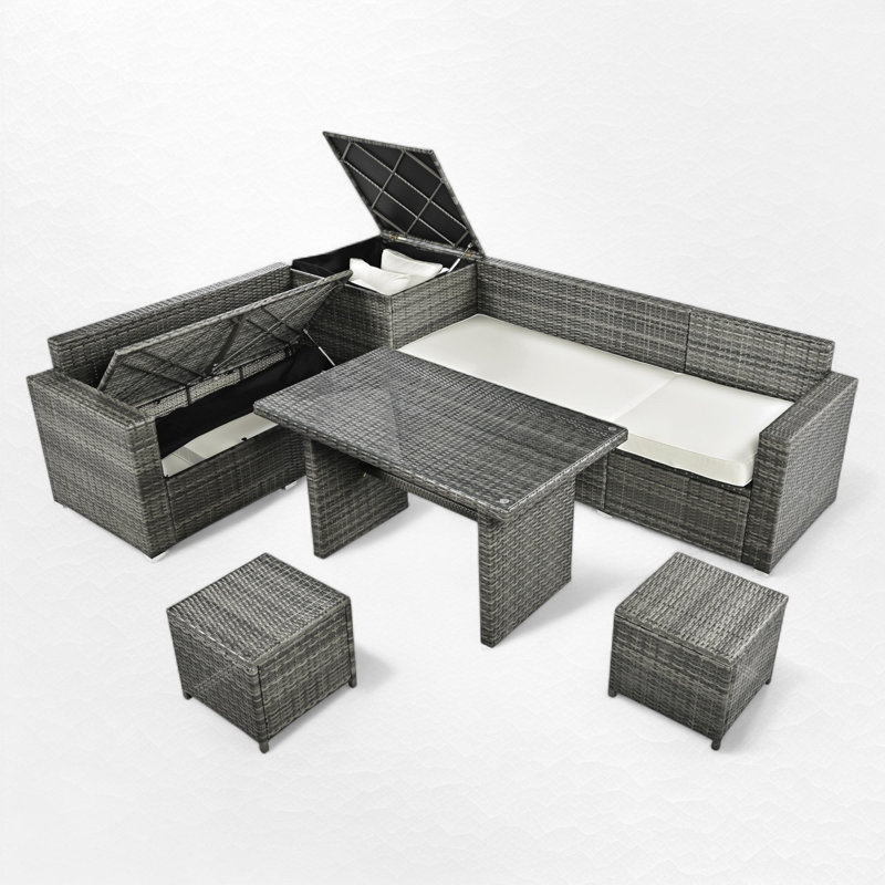 Ensemble repas pour 7 personnes, Beige, Gris