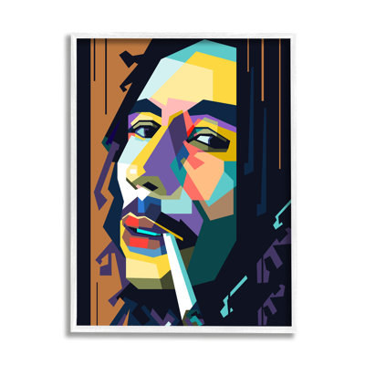 Modern Bob Marley Portrait Abstract Geometric Pattern by Birch&Ink - Graphic Art