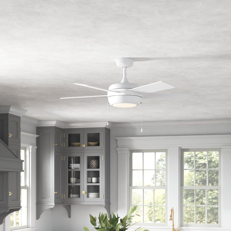 42'' Ceiling Fan with LED Lights, Chalk White with Chalk White Blades