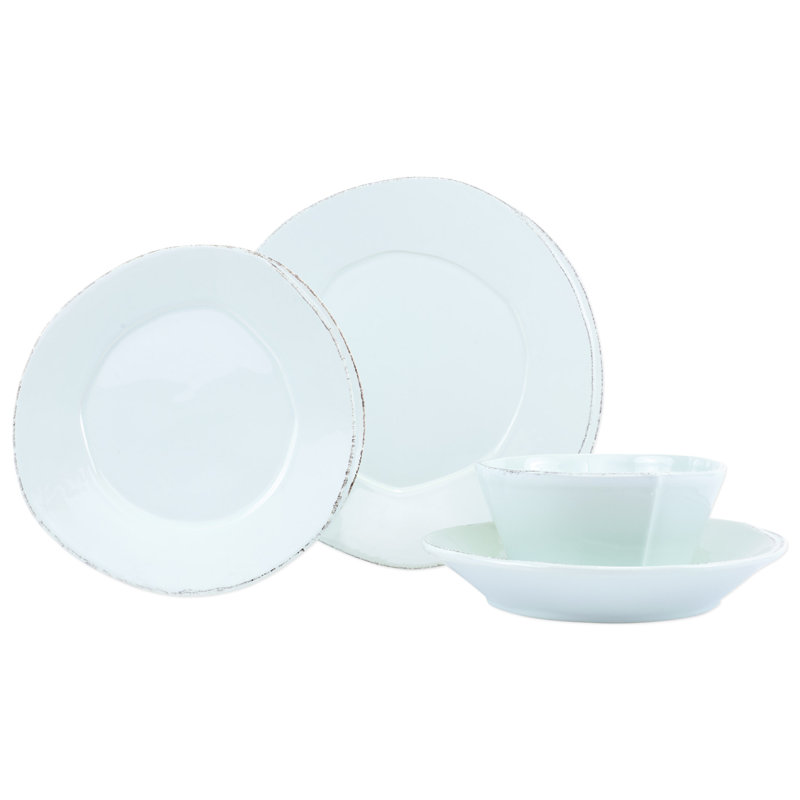 Lastra Piece Handmade Stoneware Dinnerware Set, Aqua