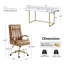 Ensemble de fauteuils de bureau 2 pièces avec siège de direction capitonné en cuir et bureau de gestion des câbles intégré-1092012558