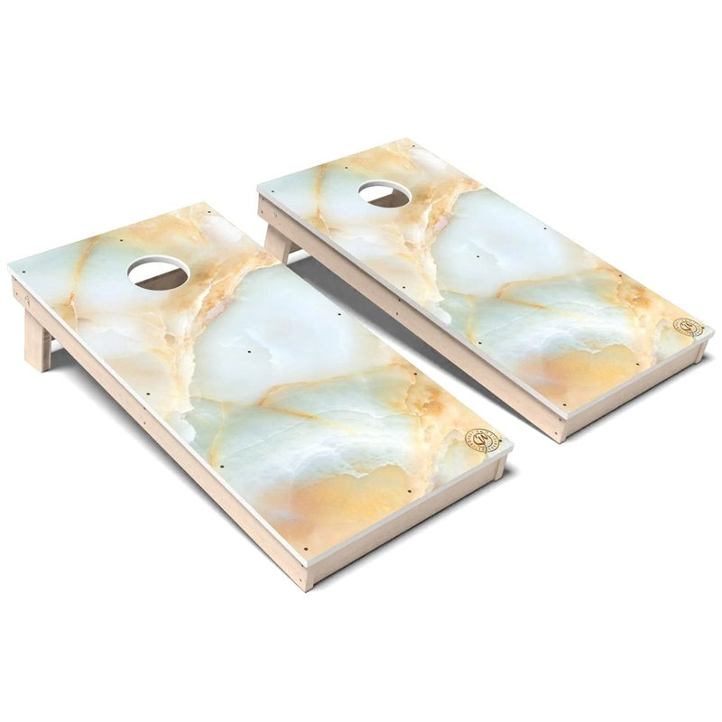 Ensemble de planches de cornhole composites Marble Green & Gold, AUCUN accessoire