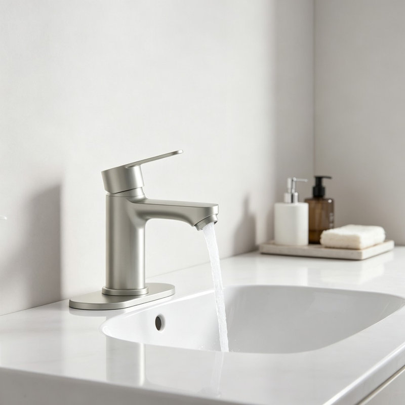 Robinet de salle de bain et de cuisine pour évier de 10 cm (4 po), installation à 1 ou 3 trous, Nickel