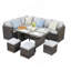 Canapé modulaire d'extérieur en osier 7 pièces 7 pièces avec coussins et repose-pieds-130085411-130085413