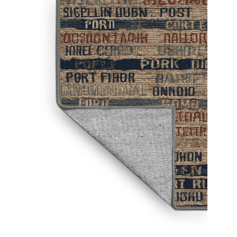 Washable Port names Nautical Area Rug, Runner 2' x 5'