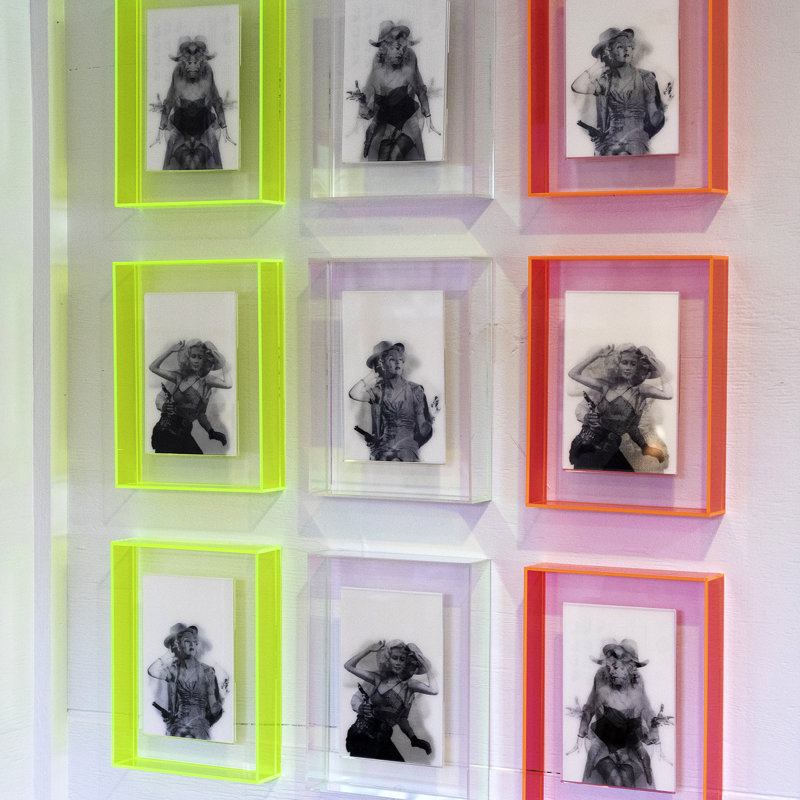 Float Frame for Tabletop or Wall with Magnetic Photo Holder, Neon Pink, 4" x 6"