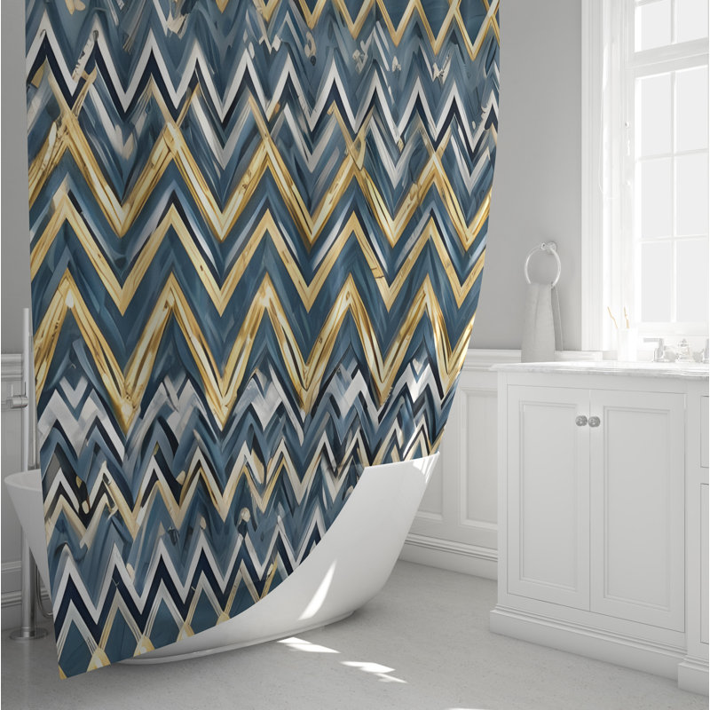 Rideau de douche à chevrons Constina, H 72 po x l 70 po