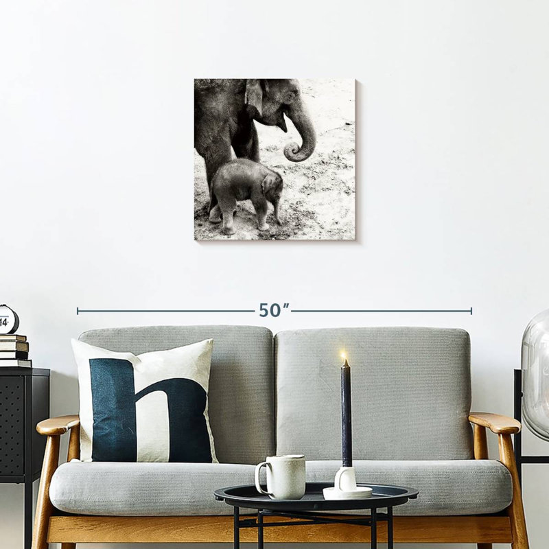 Crowle, mère et fille, éléphant, H 20 po x l 20 po