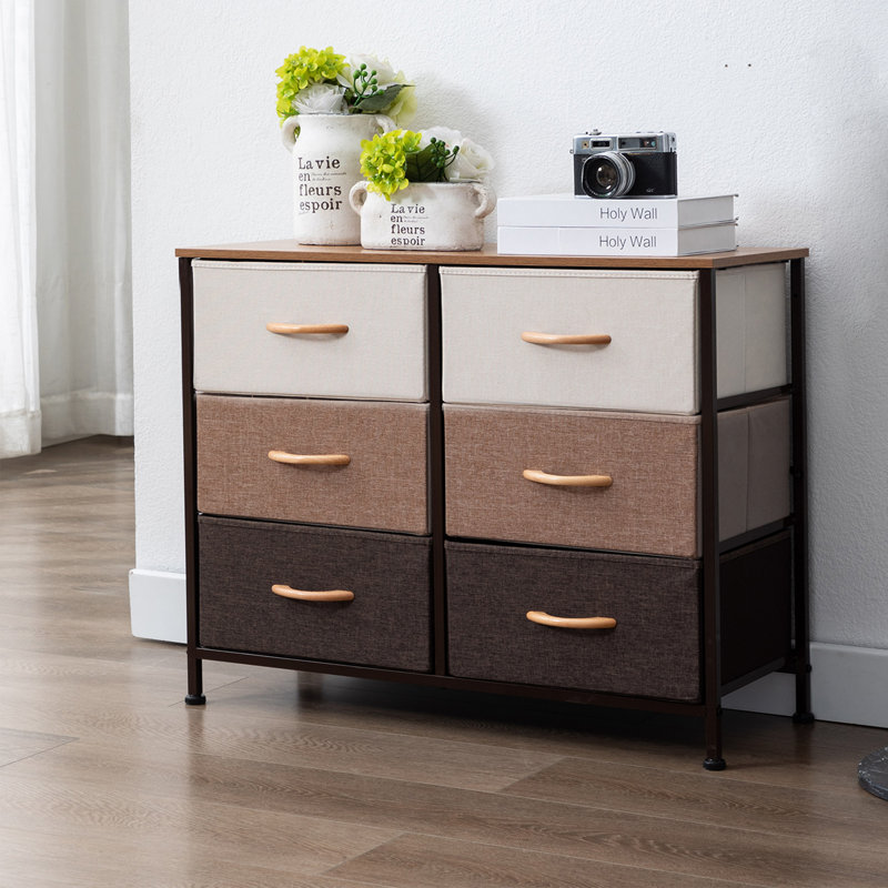 Commode 6 tiroirs Ellerbe, Beige / Taupe / Brun